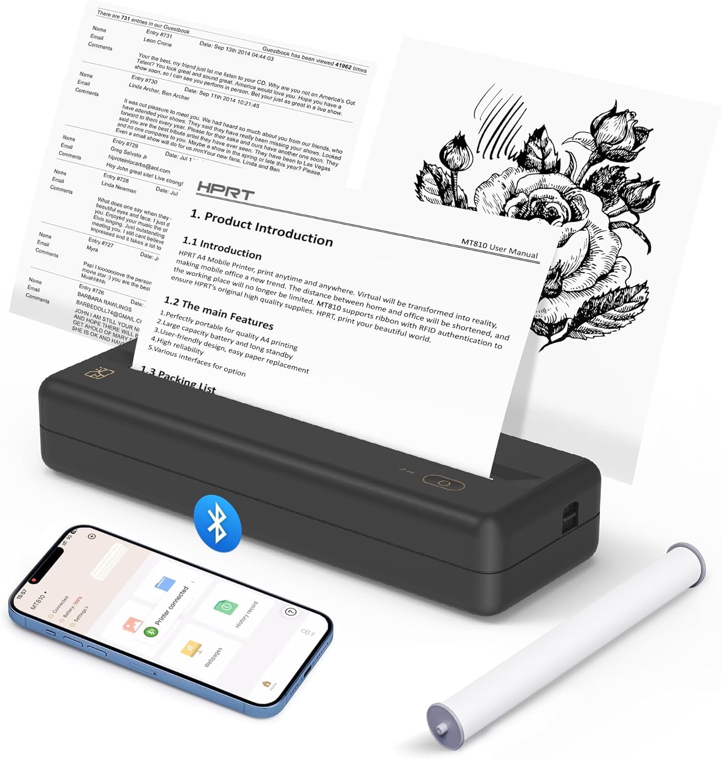 Inkless Printer ポータブルプリンター Amazon.com: POOOLITECH Inkless Wireless Printer for Home Offices